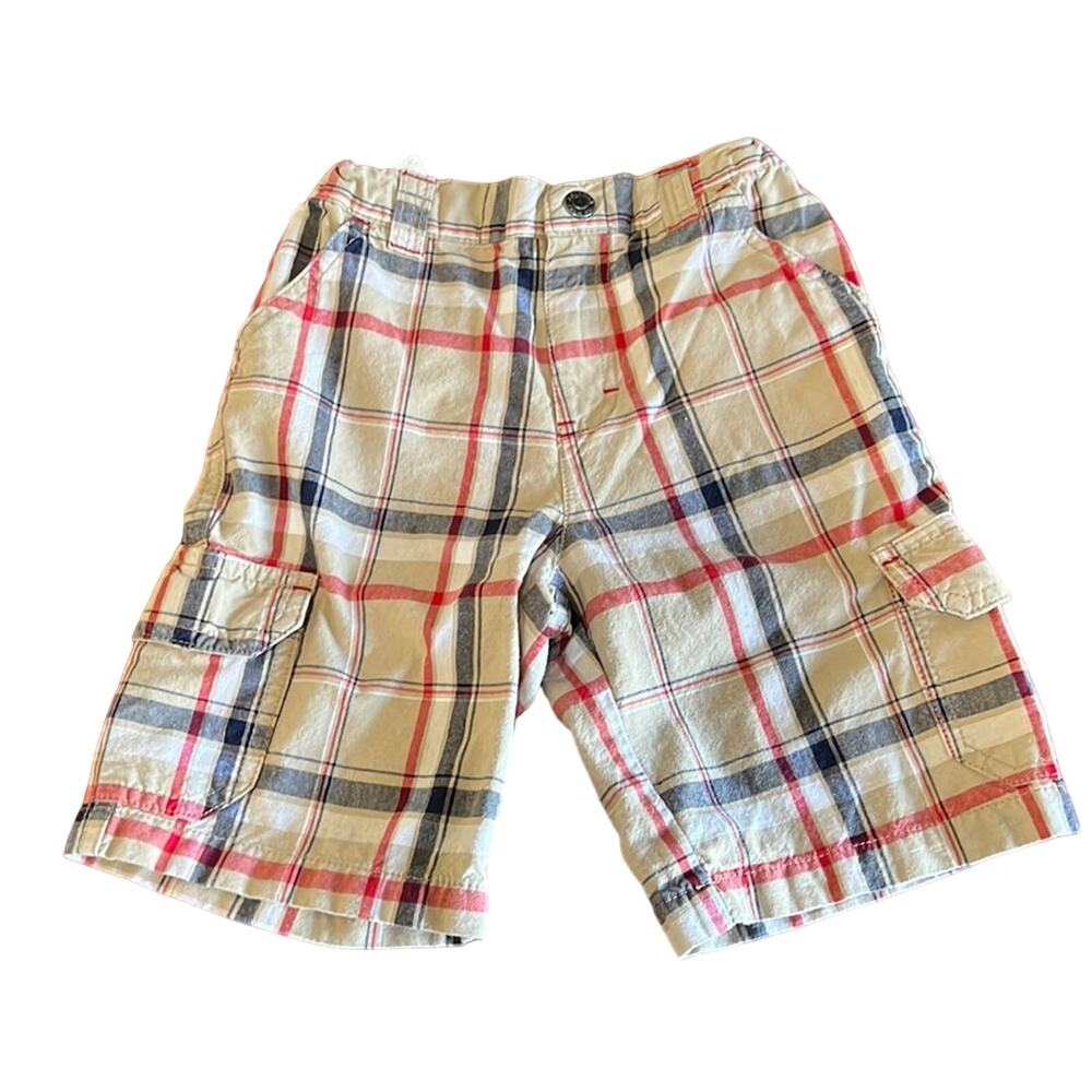 Arizona Boys 4T Plaid Cargo Shorts Button Tab Elastic